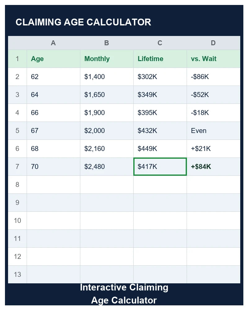 Interactive Claiming Age Calculator